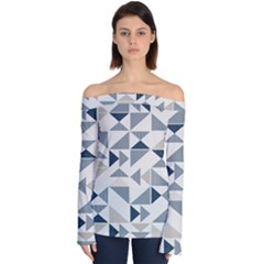 Geometric Triangle Modern Mosaic Off Shoulder Long Sleeve Top by Hannah976