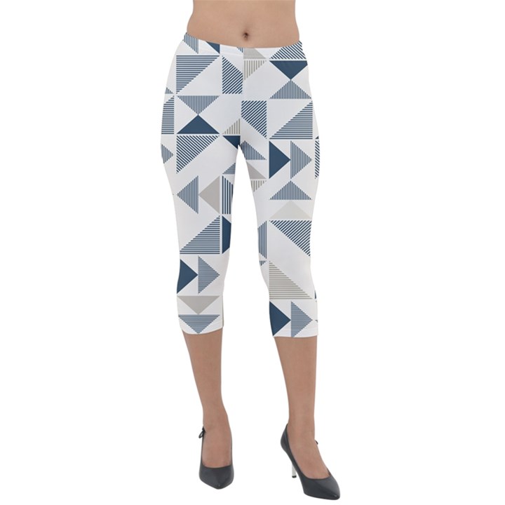 Geometric Triangle Modern Mosaic Lightweight Velour Capri Leggings 