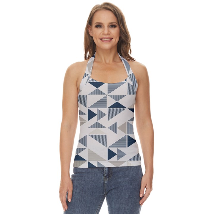 Geometric Triangle Modern Mosaic Basic Halter Top