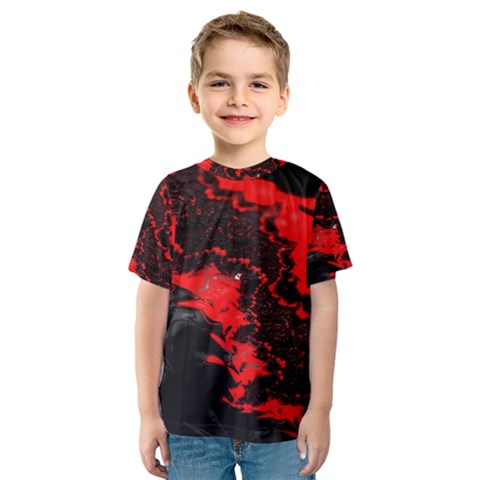 Red Black Fractal Mandelbrot Art Wallpaper Kids  Sport Mesh T-shirt by Hannah976