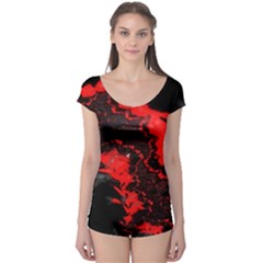 Red Black Fractal Mandelbrot Art Wallpaper Boyleg Leotard  by Hannah976