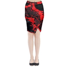 Red Black Fractal Mandelbrot Art Wallpaper Midi Wrap Pencil Skirt by Hannah976