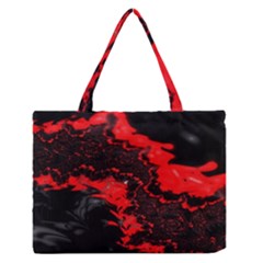 Red Black Fractal Mandelbrot Art Wallpaper Zipper Medium Tote Bag by Hannah976