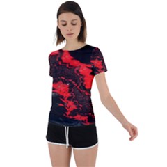 Red Black Fractal Mandelbrot Art Wallpaper Back Circle Cutout Sports T-shirt by Hannah976