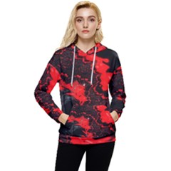 Red Black Fractal Mandelbrot Art Wallpaper Women s Lightweight Drawstring Hoodie by Hannah976