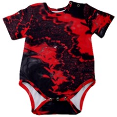 Red Black Fractal Mandelbrot Art Wallpaper Baby Short Sleeve Bodysuit by Hannah976