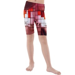 Pattern Structure Light Patterns Kids  Mid Length Swim Shorts by Hannah976