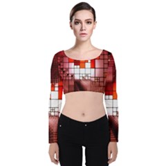 Pattern Structure Light Patterns Velvet Long Sleeve Crop Top by Hannah976