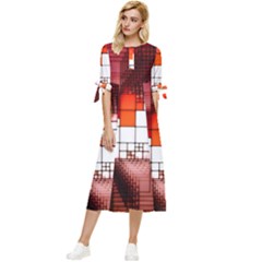 Pattern Structure Light Patterns Bow Sleeve Chiffon Midi Dress by Hannah976