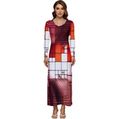 Pattern Structure Light Patterns Long Sleeve Longline Maxi Dress by Hannah976