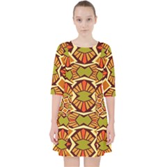 Geometry Shape Retro Trendy Symbol Quarter Sleeve Pocket Dress by Hannah976