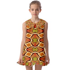 Geometry Shape Retro Trendy Symbol Kids  Pilgrim Collar Ruffle Hem Dress by Hannah976