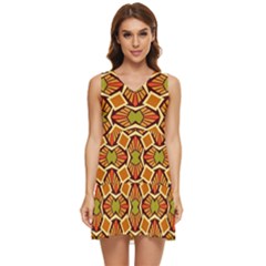 Geometry Shape Retro Trendy Symbol Tiered Sleeveless Mini Dress by Hannah976