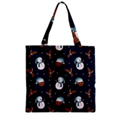 Santa Snowman Zipper Grocery Tote Bag by ConteMonfrey