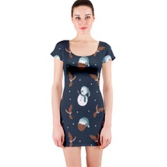 Santa Snowman Short Sleeve Bodycon Dress by ConteMonfrey