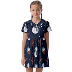 Santa Snowman Kids  Asymmetric Collar Dress by ConteMonfrey