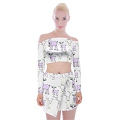 Cute Deers  Off Shoulder Top With Mini Skirt Set by ConteMonfrey