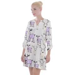 Cute Deers  Open Neck Shift Dress by ConteMonfrey