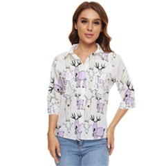 Cute Deers  Women s Quarter Sleeve Pocket Shirt