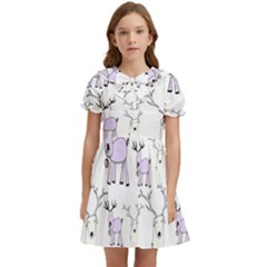 Cute Deers  Kids  Bow Tie Puff Sleeve Dress by ConteMonfrey