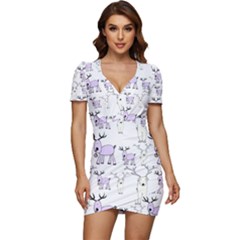 Cute Deers  Low Cut Cap Sleeve Mini Dress by ConteMonfrey