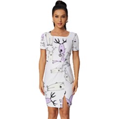 Cute Deers  Fitted Knot Split End Bodycon Dress by ConteMonfrey