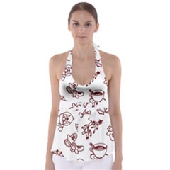 Red And White Christmas Breakfast  Tie Back Tankini Top