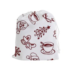 Red And White Christmas Breakfast  Drawstring Pouch (XL)