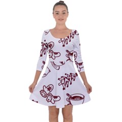 Red And White Christmas Breakfast  Quarter Sleeve Skater Dress