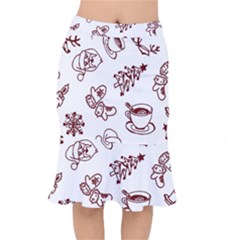 Red And White Christmas Breakfast  Short Mermaid Skirt