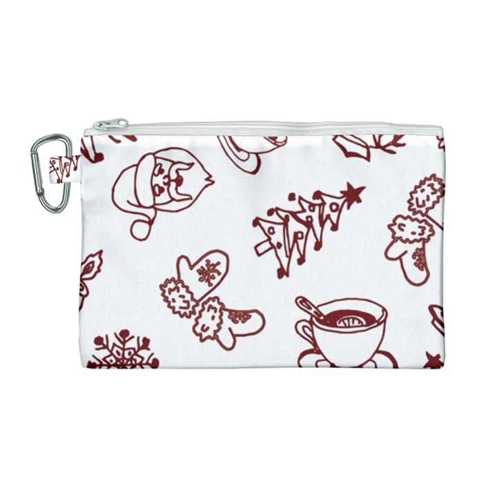 Red And White Christmas Breakfast  Canvas Cosmetic Bag (Large)