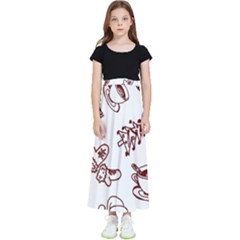 Red And White Christmas Breakfast  Kids  Flared Maxi Skirt