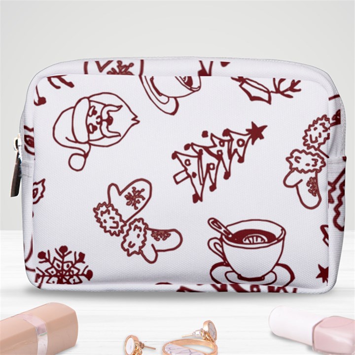 Red And White Christmas Breakfast  Make Up Pouch (Medium)