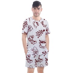 Red And White Christmas Breakfast  Men s Mesh T-Shirt and Shorts Set