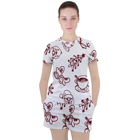 Red And White Christmas Breakfast  Women s T-shirt And Shorts Set by ConteMonfrey