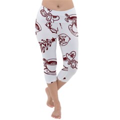 Red And White Christmas Breakfast  Lightweight Velour Capri Yoga Leggings