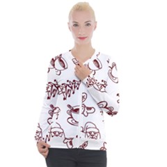 Red And White Christmas Breakfast  Casual Zip Up Jacket