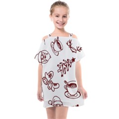 Red And White Christmas Breakfast  Kids  One Piece Chiffon Dress