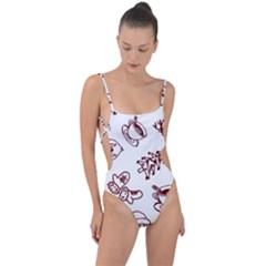 Red And White Christmas Breakfast  Tie Strap One Piece Swimsuit