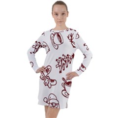 Red And White Christmas Breakfast  Long Sleeve Hoodie Dress