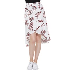 Red And White Christmas Breakfast  Frill Hi Low Chiffon Skirt