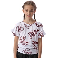 Red And White Christmas Breakfast  Kids  Cut Out Flutter Sleeves