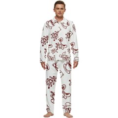 Red And White Christmas Breakfast  Men s Long Sleeve Velvet Pocket Pajamas Set