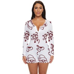 Red And White Christmas Breakfast  Long Sleeve Boyleg Swimsuit