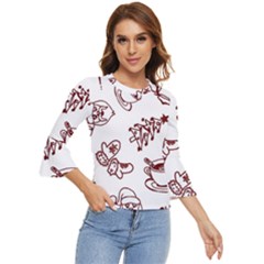 Red And White Christmas Breakfast  Bell Sleeve Top