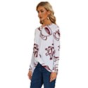 Red And White Christmas Breakfast  Long Sleeve Crew Neck Pullover Top View2