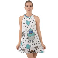 Little Cow Christmas  Halter Tie Back Chiffon Dress