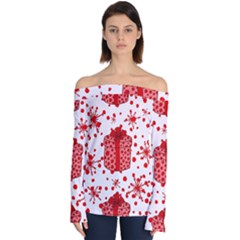 Cute Gift Boxes Off Shoulder Long Sleeve Top by ConteMonfrey