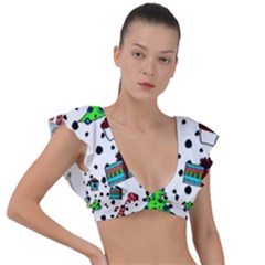 It`s Cold Outside  Plunge Frill Sleeve Bikini Top by ConteMonfrey