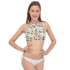 Warm Christmas  Cross Front Halter Bikini Top